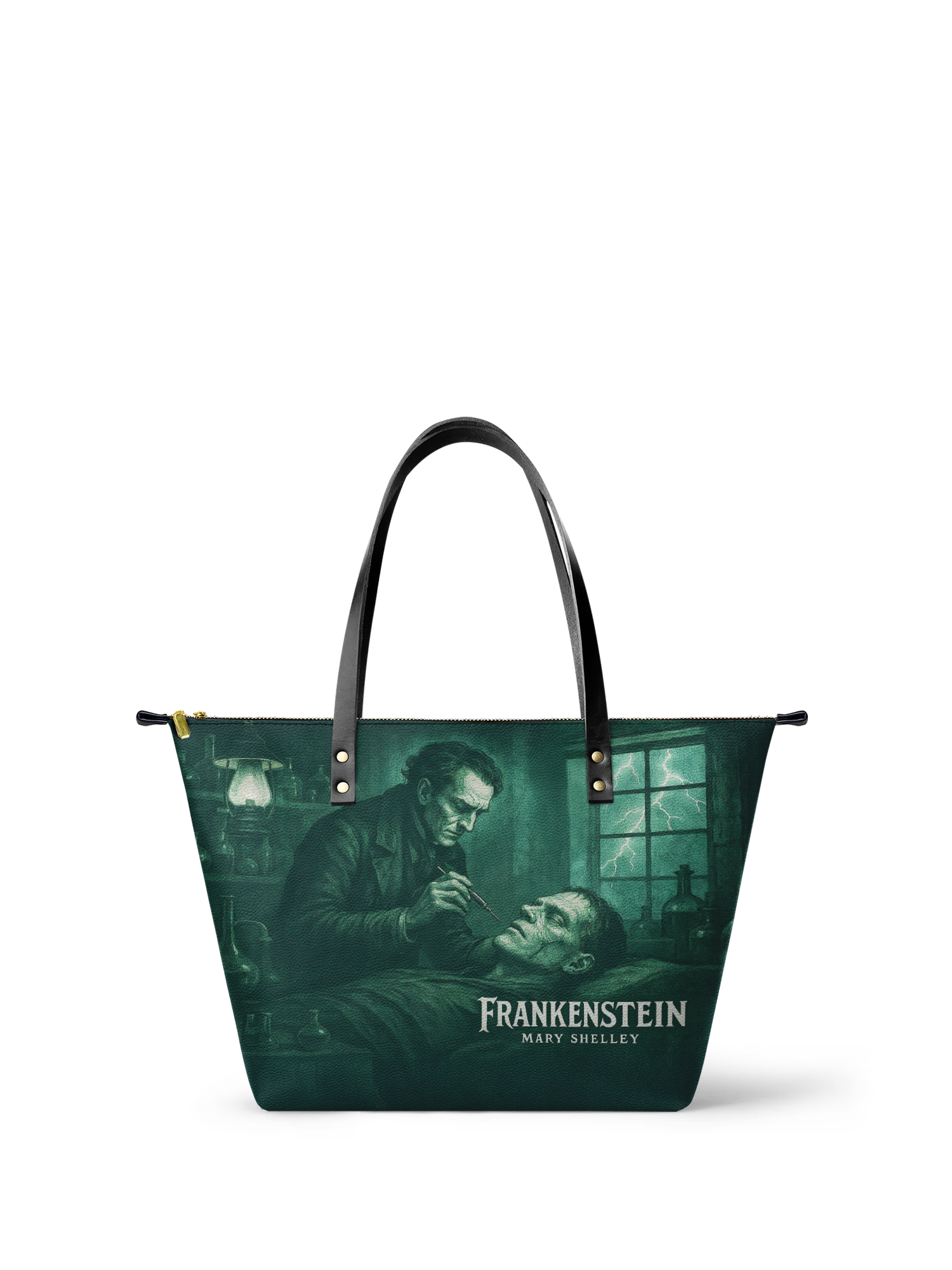 "Frankenstein" Mortuary Moss Leather Tote Bag