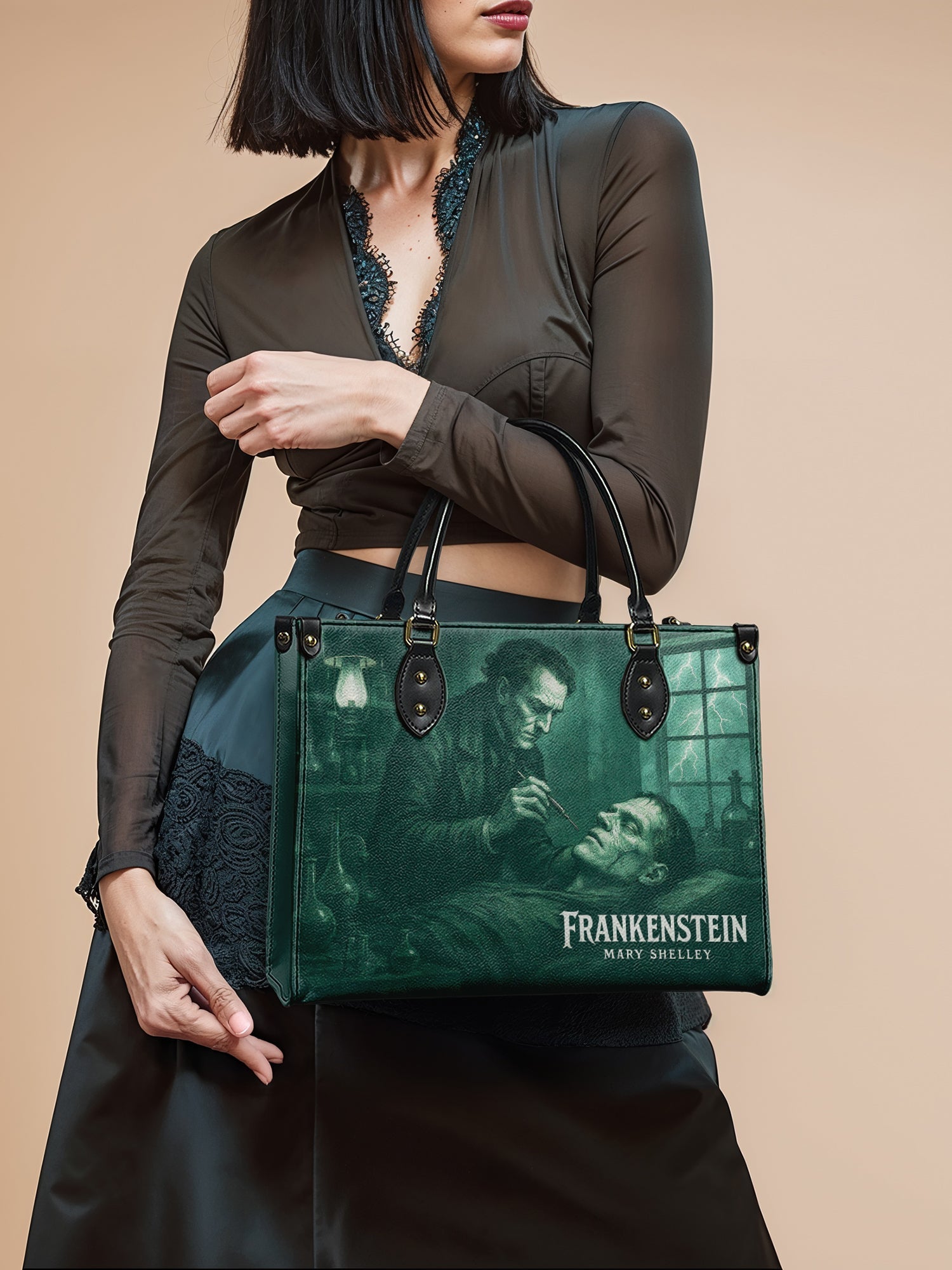 "Frankenstein" Mortuary Moss Leather Handbag