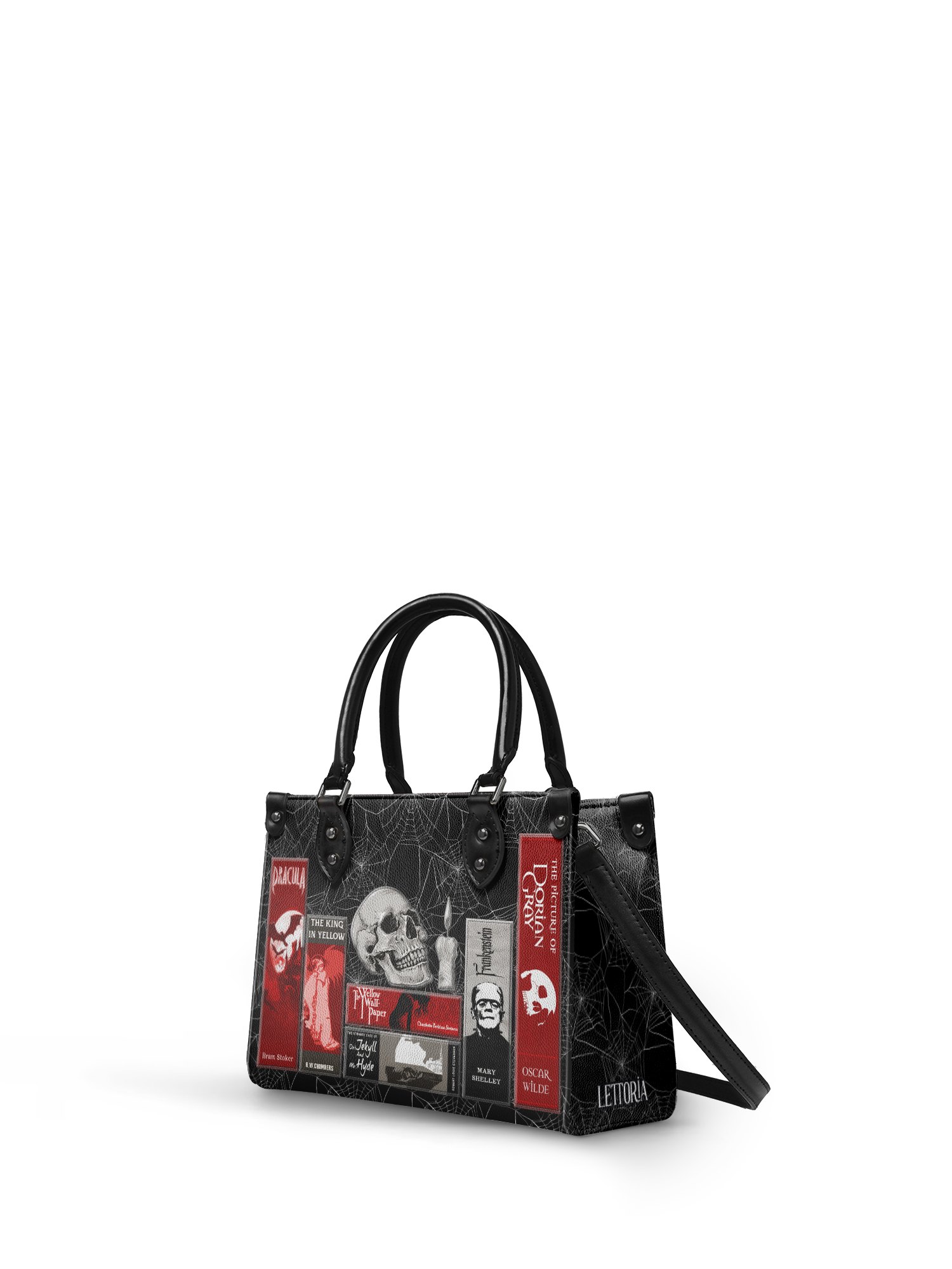 "The Codex of Gothic Tales" Black Widow’s Kiss - Black Interior - Small Leather Handbag