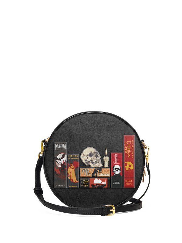 "The Codex of Gothic Tales" Deadlight Black Circle Crossbody Bag