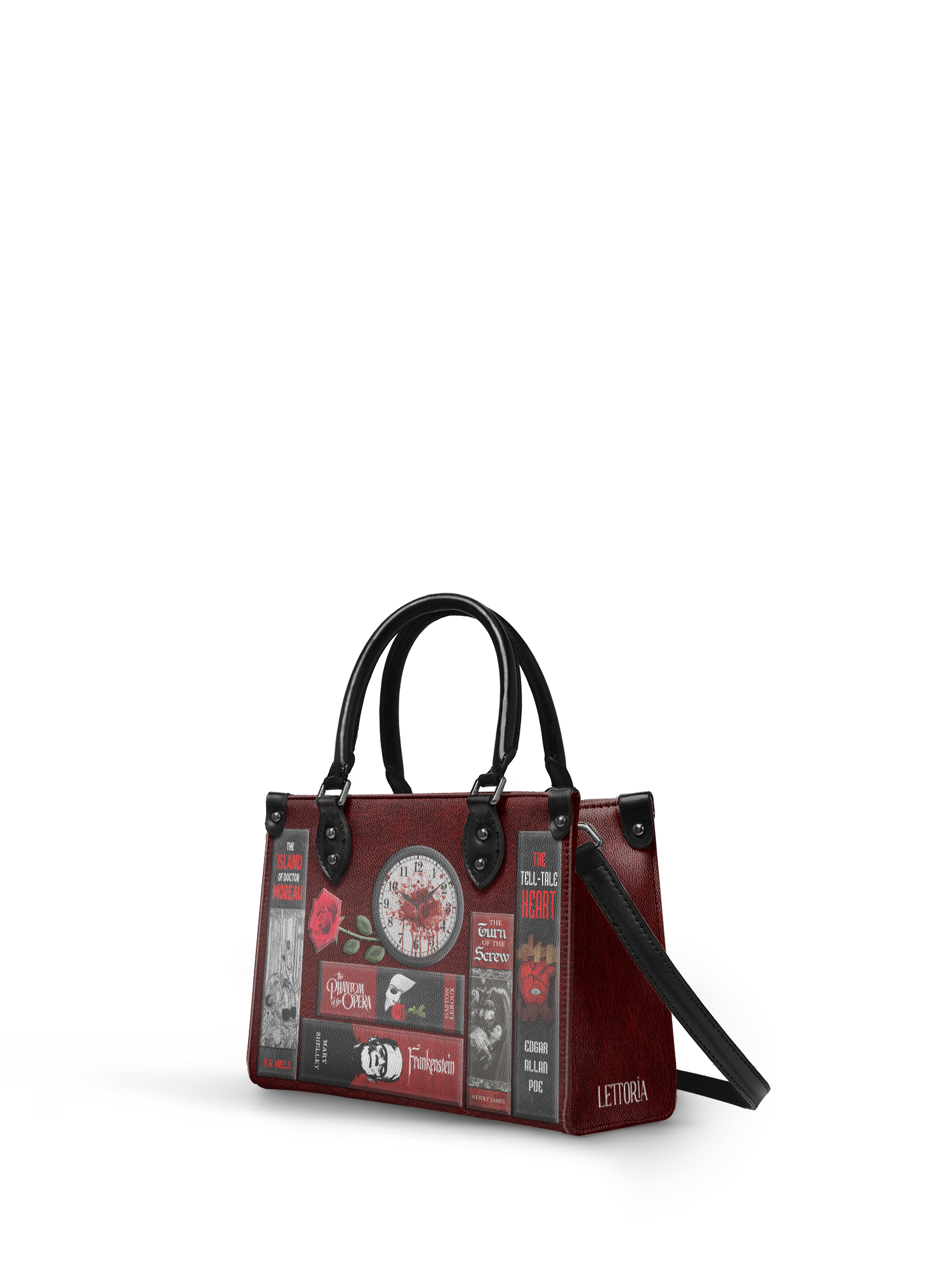 "The Crimson Codex" - Black Interior - Small Leather Handbag