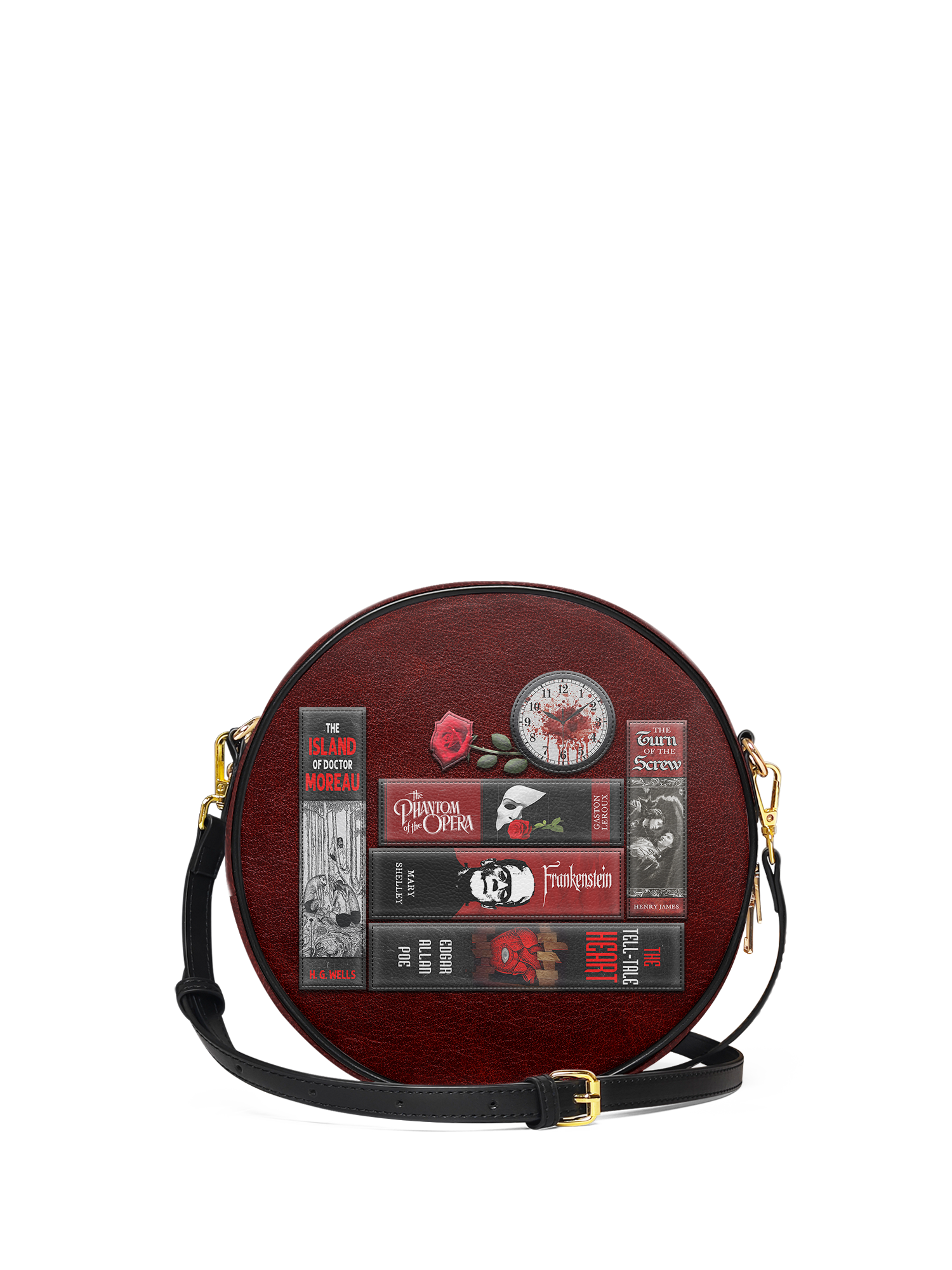 "The Crimson Codex" Circle Crossbody Bag